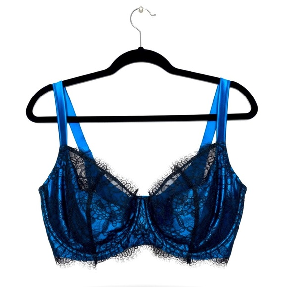 Cacique Full Figure Blue and Black Lace Bra - Picture 6 of 7